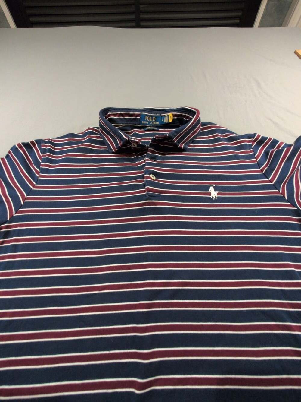 Polo Ralph Lauren Custom Slim Fit Polo Size M Blue Red Striped Short Sleeve Prep
